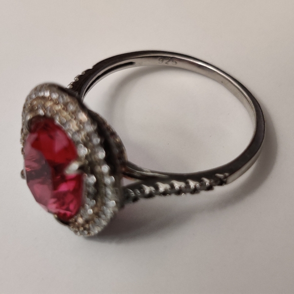 Stunning Ruby and CZ Sterling Silver Ring - Picture 10 of 16